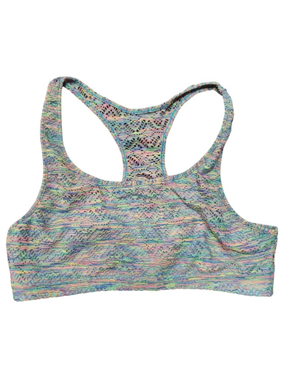 O'Neill Women's Small Hyperdry Crochet Swim Top Sports Bra Rainbow Racerback